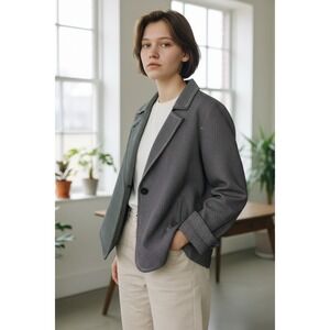 Talbots Women's Black White Geometric Print Blazer Jacket Size 12